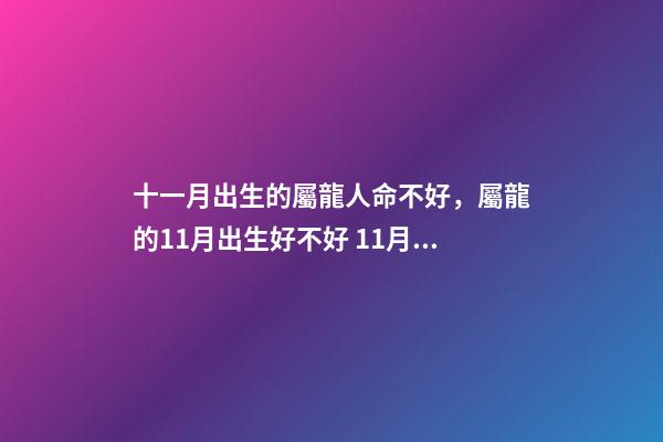 十一月出生的屬龍人命不好，屬龍的11月出生好不好 11月屬龍的人命好嗎 11月屬龍人的命運如何-第1張-觀點-玄機派